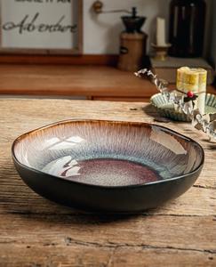 Piatti da Zuppa da 9 Pollici in Porcellana Smaltata <span class=keywords><strong>Blu</strong></span> e Viola, Design Rustico Japandi Personalizzato, Fatti a Mano, per Feste - Product Image 6