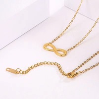 Collier personnalisé Mini Infinity Symbol en argent avec 8 pendentifs Chaînes de clavicule en acier inoxydable plaqué or
