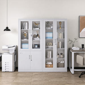 ארון תיוק משרדי מפלדה עם מגירות, דלת זכוכית חסינת אש, מנעול, עיצוב מודרני ופשוט, תוצרת סין, לאחסון בחדר פיננסי. - Product Image 2