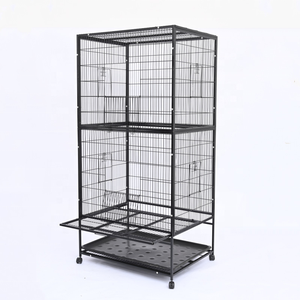 Kandang Burung Besi Tempa Besar dengan Pintu Depan Geser & Dudukan yang Dapat Dilepas untuk Burung Beo, <span class=keywords><strong>Cockatiel</strong></span>, Kandang Burung Besi - Product Image 3