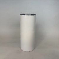 Gobelet isotherme blanc en acier inoxydable de 20 oz à double paroi, vierge pour sublimation, avec couvercle portable à paille rabattable à vis