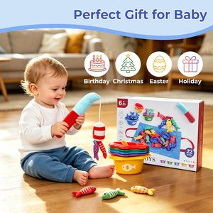 Jeu de pêche Montessori EPT avec poissons en tissu, tasses empilables et tapis de rangement pour tri de couleurs, pour bébés et tout-petits - Product Image 6