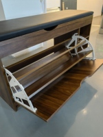 Banc de rangement à chaussures en bambou de style moderne HANYEE, organisateur simple pour l'entrée, avec coussin, pour la maison/l'appartement, salon