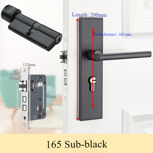 مقابض أبواب خشبية من الألومنيوم بلون ذهبي وأسود من الأدوات الحديثة للاستخدام الداخلي مع قفل يستخدم في الفنادق والمنزل وغرف النوم - Product Image 2