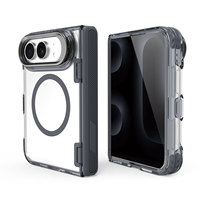 Casing Ponsel Magnetik Transparan dengan Penyangga Logam, Anti Benturan, Bahan TPE PC TPU untuk iPhone 18 Duo