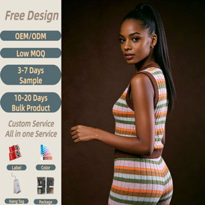 Gilet pull pour femme, motif rayé arc-en-ciel, col rond, tricoté à la machine, coupe ajustée courte, confortable pour le quotidien - Product Image 4