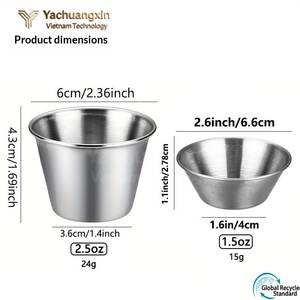 Stainless Steel Condiment Bowls Stackable <b>Metal</b> Serving Dishes for Ketchup Mustard Party Food Service Minimalist Design - Product Image 3