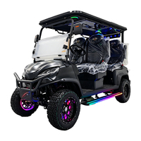 Voiturette de golf tout-terrain électrique 4 places en aluminium noir mat, certifiée CEE, 48-72V 5KW, avec bandes lumineuses LED et panier avant