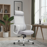Nouvelle arrivée, chaise de bureau ergonomique en caoutchouc gris et blanc JYG-Bell, protection lombaire, siège profilé, base de 320 mm, chaise à gaz réglable