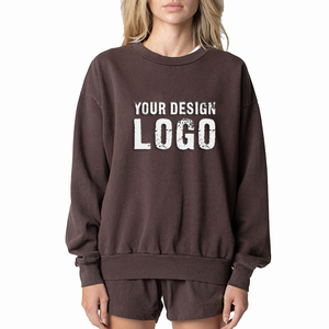 Ventes chaudes, sweat-shirt pour femme en polaire uni, style streetwear décontracté, lourd, épaules tombantes, pull ample, sweat-shirt pour femme - Product Image 1