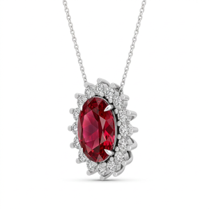 Collier élégant en argent sterling 925 avec pendentif ovale en rubis rouge pour femmes, parfait pour un usage quotidien et les occasions spéciales - Product Image 1
