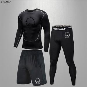 热销运动套装男士跑步运动服，快干透气紧身长袖晨跑链骑行 - Product Image 2