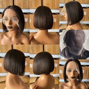 Perruque en dentelle 4x4, cheveux naturels couleur rose et cheveux humains, couleur naturelle à ombré, cheveux chinois lisses, boucles crépues, perruque <span class=keywords><strong>bob</strong></span> 13x4 t part - Product Image 2