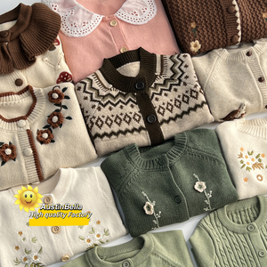AustinBella – Fabricant de haute qualité – Cardigan en coton tricoté épais pour bébés et jeunes filles – Collection Hiver Décontractée - Product Image 4