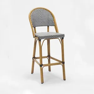 Silla bistró de ratán para exterior, mueble de comedor personalizado, textil de ratán pe, para jardín y cafetería, promoción