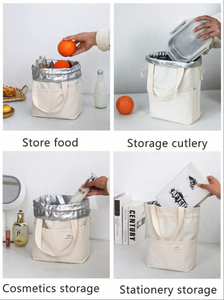 Bolsa enfriadora de alimentos personalizada de lona Bolsas de almuerzo con aislamiento térmico con cordón - Product Image 2