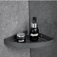 Étagère d'angle de salle de bain en acier inoxydable 304, design moderne, durable, triangle, un seul niveau, finition noire, pour appartement ou hôtel