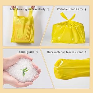 Sacs en plastique Huamaohengchun, lot de 50, 12,5 x 22 pouces, avec poignées, sacs jaunes pour vêtements, pour le commerce de détail et l'alimentation, résistants - Product Image 3