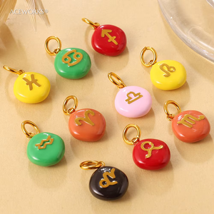 Amuleto de Caramelo del Zodiaco |   Colgante del Zodiaco de Acero Inoxidable con Baño de Oro PVD de 18K y Esmalte Colorido |   Impermeable, Hipoalergénico y Resistente al Deslustre - Product Image 3