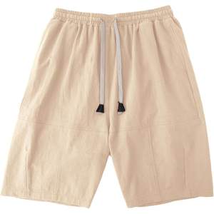 2025 <b>Men's</b> Light Khaki Linen <b>Shorts</b> Casual <b>Elastic</b> <b>Waist</b> Drawstring Golf/Yoga <b>Shorts</b> Pockets XXS/XS Summer Beach Vacation - Product Image 2