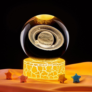 Chaude 6cm point système solaire voie lactée lune 3D boule de cristal LED enfichable maison veilleuse Laser sculpture originalité cadeau d'anniversaire - Product Image 5