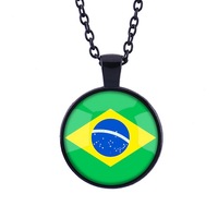 Venta al por mayor logotipo personalizado Chile Australia Bulgaria recuerdo viaje cristal collar de moda para hombres y niños