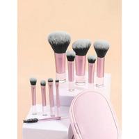 JLY Kit de 10 pinceaux cosmétiques professionnels portables pour le maquillage du visage et des yeux, pinceaux de maquillage de voyage