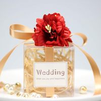 Boîte d'emballage carrée en acétate transparent, PVC, PET, pliable, transparente, pour cadeaux de mariage, boîte cadeau en plastique