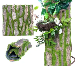 O-X245 Factory direct pipe pillar decoration simulation plastic artificial moss bark real dried tree bark with artificial moss