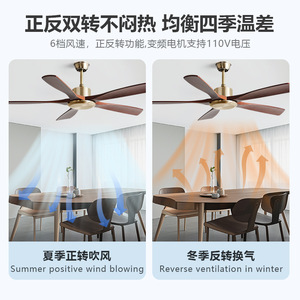 <b>Ceiling</b> <b>Fan</b> 60 Inch Nordic Solid Wood Ac Motor <b>Remote</b> <b>Control</b> Reversible Airflow For Living Room And Study - Product Image 4