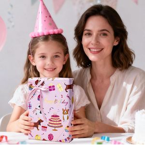 Papier d'emballage d'anniversaire pour chiens, rose, réversible, en feuille métallique, 17 pouces x 16,5 pieds, avec motifs de chiots mignons et ballons, pour emballage cadeau de fête - Product Image 4