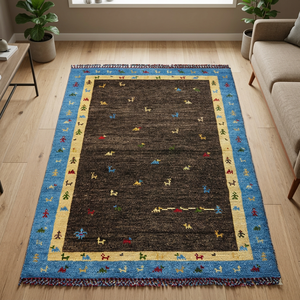 Collection Ocean Art - Tapis de prière en laine et coton à poils coupés, tissé à la main, de luxe, style Kilim, respectueux de l'environnement - Product Image 6
