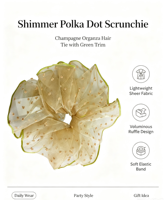 Grande élastique à cheveux en organza scintillant, bandeau à volants en maille à pois, accessoires capillaires frais style Cottagecore