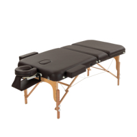 Cama de Masaje Plegable de 3 Secciones, Portátil, con Marco de Madera, Reposacabezas Ajustable y Espuma de Alta Densidad para Spa, Gimnasio y Hotel (OEM)