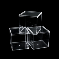 Boîte de rangement carrée en plastique acrylique transparent 3,15 pouces avec couvercle, contenants transparents, boîtes cadeaux avec ruban pailleté