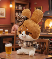 Jouet en peluche certifié ASTM EN71 CPC, lapin détective brun de 21 cm avec chapeau et écharpe à carreaux, jouet en peluche vintage esthétique