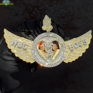 Ciondolo personalizzato VVS Moissanite in argento 925 stile Hip Hop cuore spezzato memoria foto immagine unico stile congelato ciondolo e fascino - Product Image 1