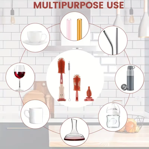 Ensemble de brosses de nettoyage pour bébé en silicone à long manche, brosses rotatives pour nettoyer les biberons - Product Image 4