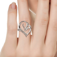 Bague ajustable à ouverture double cheval en argent sterling 925 Bijoux équestres pour femmes et hommes