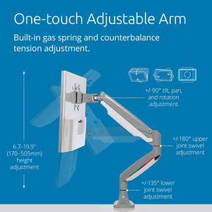 Single RGB <b>Gaming</b> Monitor Arm Desk Mount 20 Lighting Modes Touch Button <b>Control</b> Height Swivel Tilt Rotation Adjustable Stand - Product Image 3