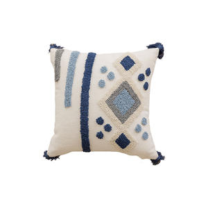 Other Bohemian Decorative Throw Pillows Square <b>Striped</b> Geometric Pattern Blue White Cotton Cover Washable Home <b>Car</b> Use - Product Image 5