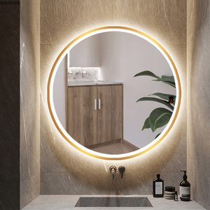 <span class=keywords><strong>Miroir</strong></span> de salle de bain rond à LED avec cadre <span class=keywords><strong>noir</strong></span>, <span class=keywords><strong>miroir</strong></span> de maquillage mural rétroéclairé à commande tactile - Product Image 4