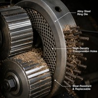 Matrice de granulation verticale pour sciure de bois, coques de riz, paille, avec chambre en acier inoxydable et matrice en alliage, certifiée CE, prix usine