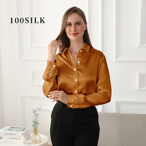 Camicia in <span class=keywords><strong>raso</strong></span> di seta pura stile di lusso camicetta di seta a maniche lunghe da <span class=keywords><strong>donna</strong></span> 100% camicia di seta di gelso - Product Image 4