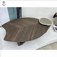 Table d'appoint en cuir haut de gamme pieds en métal ensemble de Tables basses modernes en bois massif