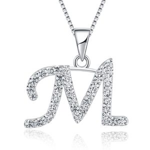 Collar con Colgante de Inicial Letra <span class=keywords><strong>M</strong></span> Sin Aranceles en Plata de Ley 925 con Moissanita Brillante GRA, Colgante de Monograma para Mujer, Joyería Fina - Product Image 2