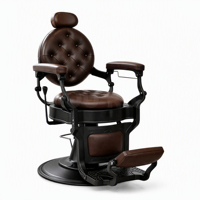 Fauteuil de Barbier Vintage en Cuir Robuste avec Hydraulique et Inclinaison, Chaise de Salon Réglable avec Appui-tête et Repose-pieds, Mobilier de Salon