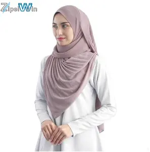 ZP Skirt chiffon pleated Hui headscarf pure color scarf classic style muslim hijab