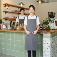 Tablier de cuisine noir imperméable en toile, réutilisable, avec poches, impression de logo personnalisé
