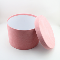 Boîte cadeau ronde en velours avec logo personnalisé, boîte à chapeau rose avec couvercle, boîte d'emballage cylindrique pour cadeaux de mariage, d'anniversaire, de fête